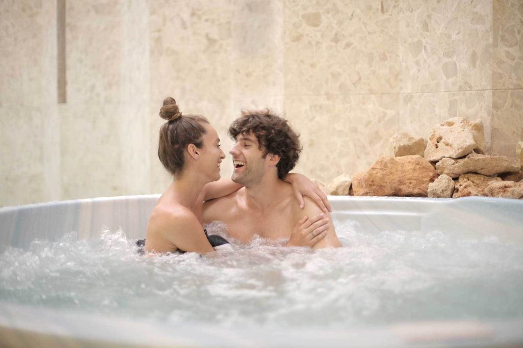 Couple in hot tub