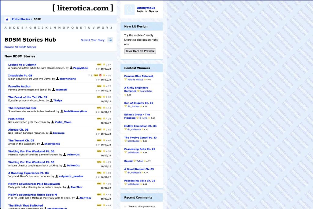 BDSM stories hub on literotia.com